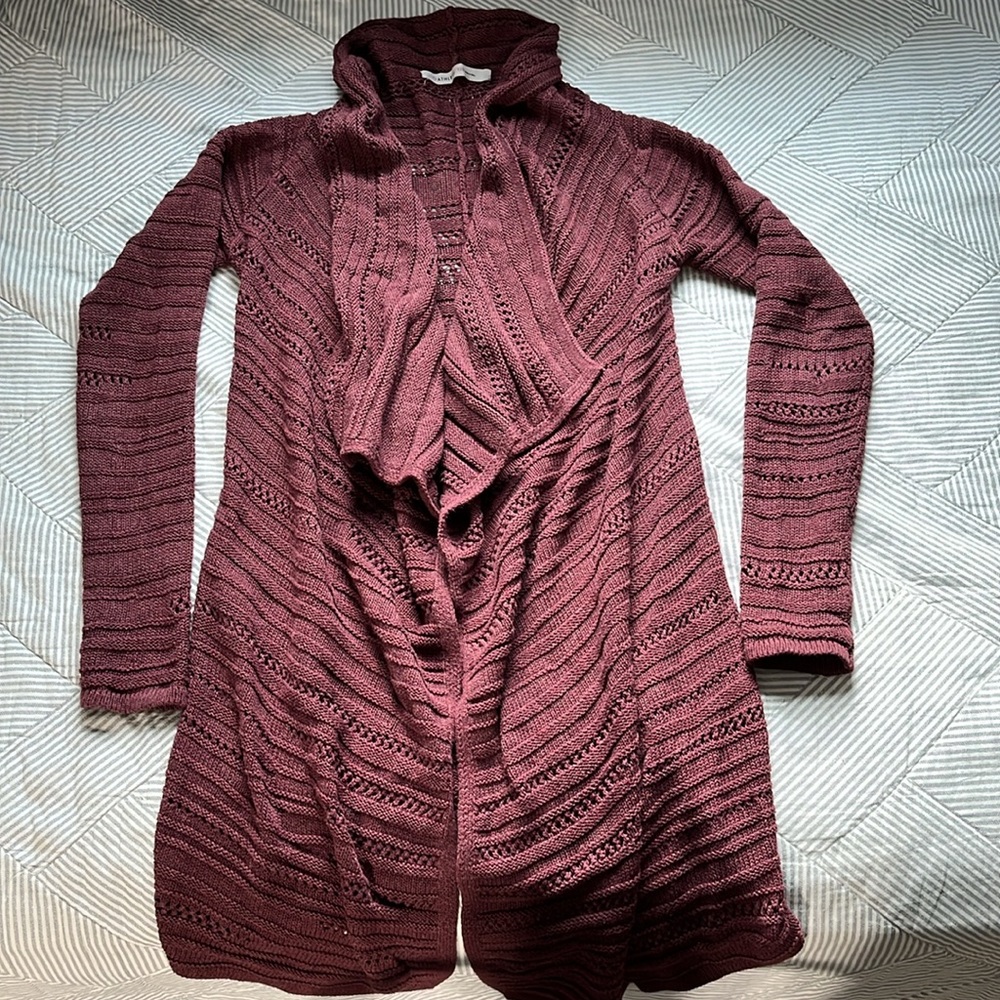 Athleta Asymmetrical Open Front Cotton Cashmere Blend Cardigan - Picture 7 of 7